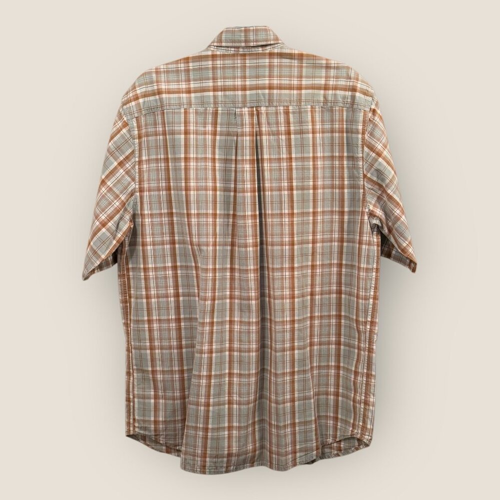 Carhartt Mens Plaid Button-Down Shirt Size L Tall 100% Cotton Short Sleeve - Picture 3 of 5